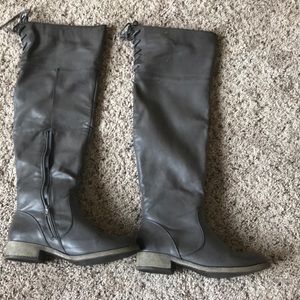 Gray over the knee boots